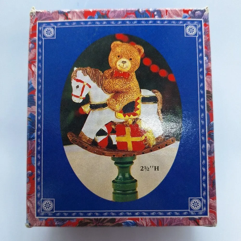 NIB Polystone Lamp Topper Christmas Rocking Horse Teddy Bear‎ GIFTCO INC.